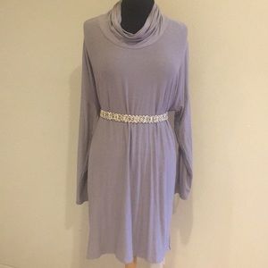 Cowl neck long tunic dress midi dolman sleeves